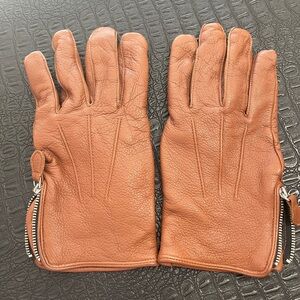 Banana Republic Brown Leather Men’s Gloves with Zipper Detail Size L